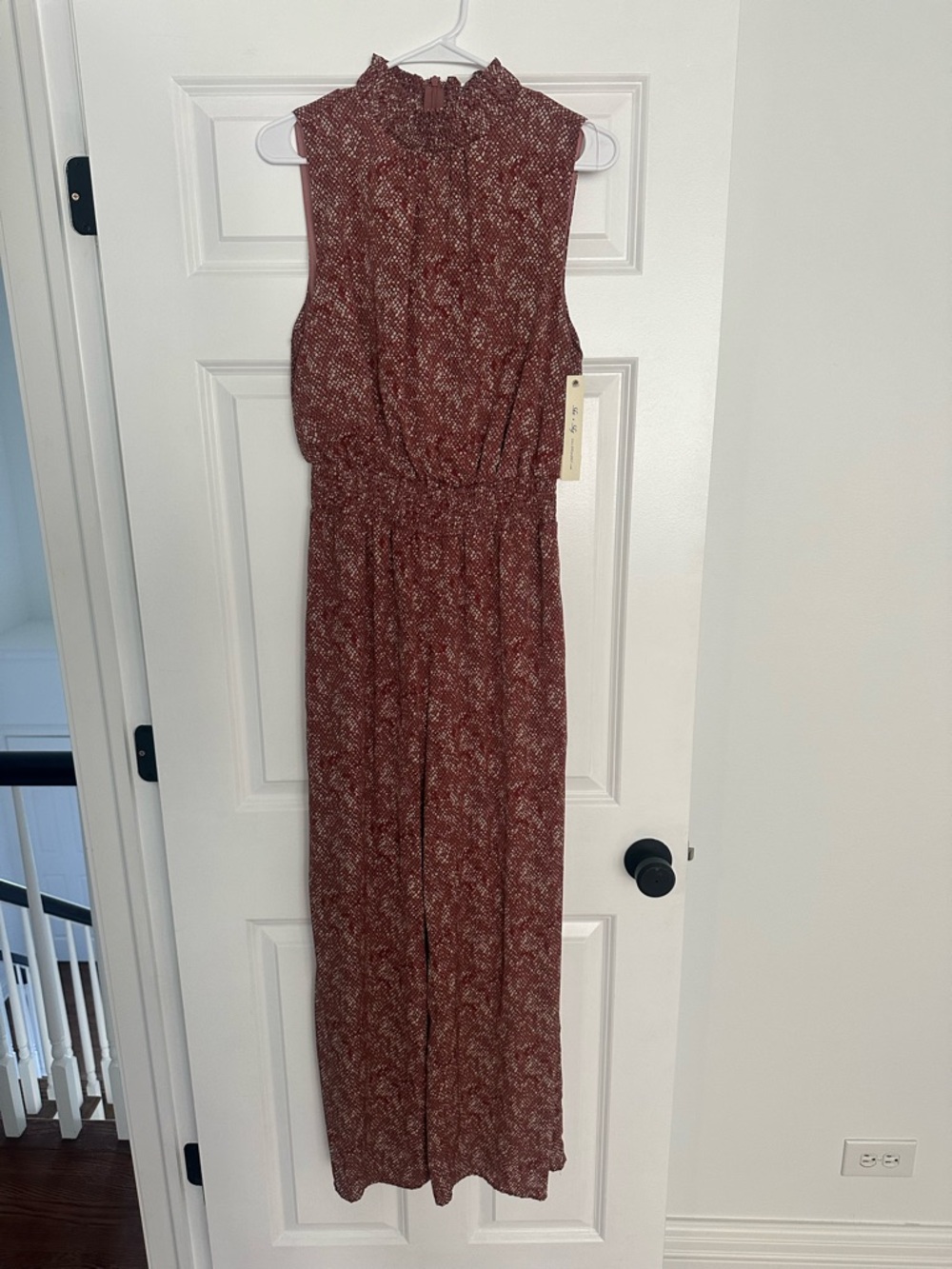 Apricot Lane Rust Printed Smocked High-Neck Jumpsuit